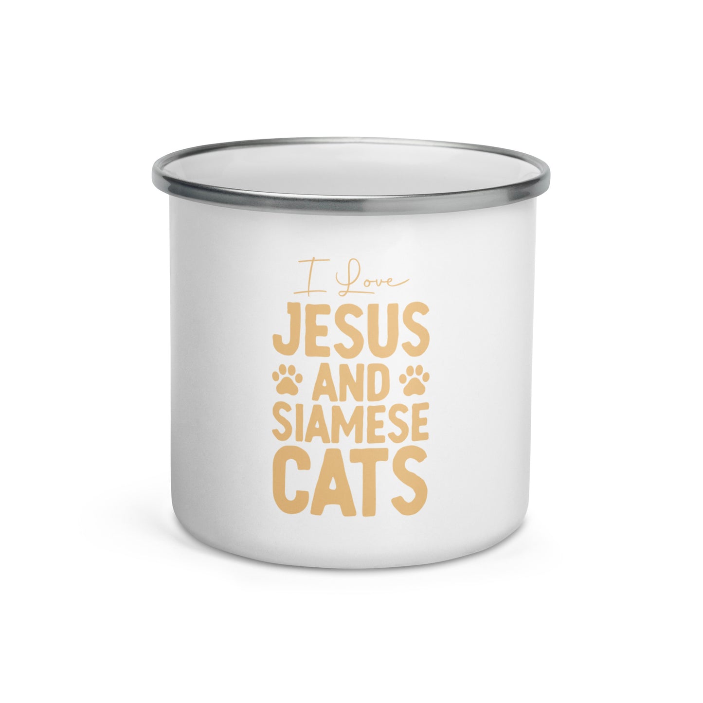 I Love Jesus And Siamese Cats Enamel Mug