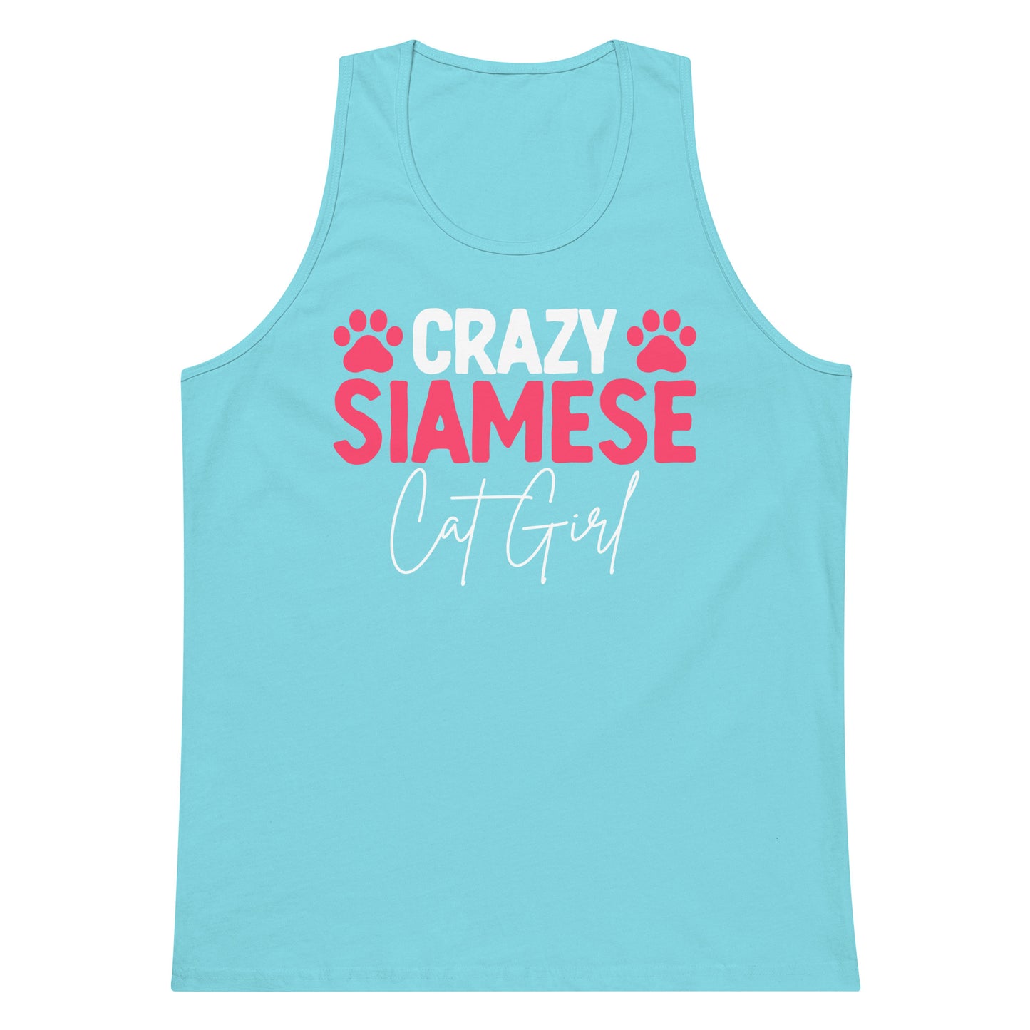 Crazy Siamese Cat Girl Men’s premium tank top